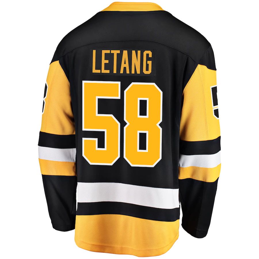 P.Penguins #58 Kris Letang Supporters Branded Breakaway Player Jersey Black Stitched American Hockey Jerseys