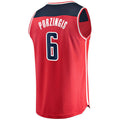 W.Wizards #6 Kristaps Porzingis Supporters Branded Fast Break Replica Jersey Red Icon Edition Stitched American Basketball Jersey