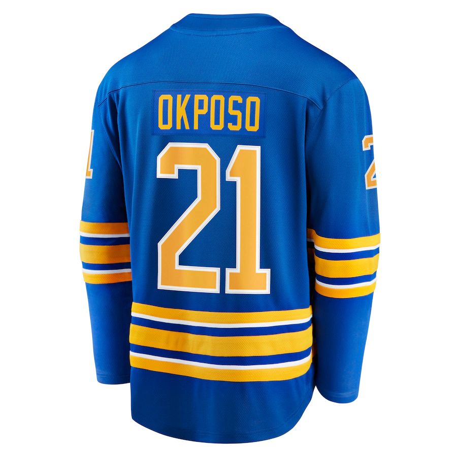 B.Sabres #21 Kyle Okposo Supporters Branded Home Breakaway Jersey Royal Stitched American Hockey Jerseys