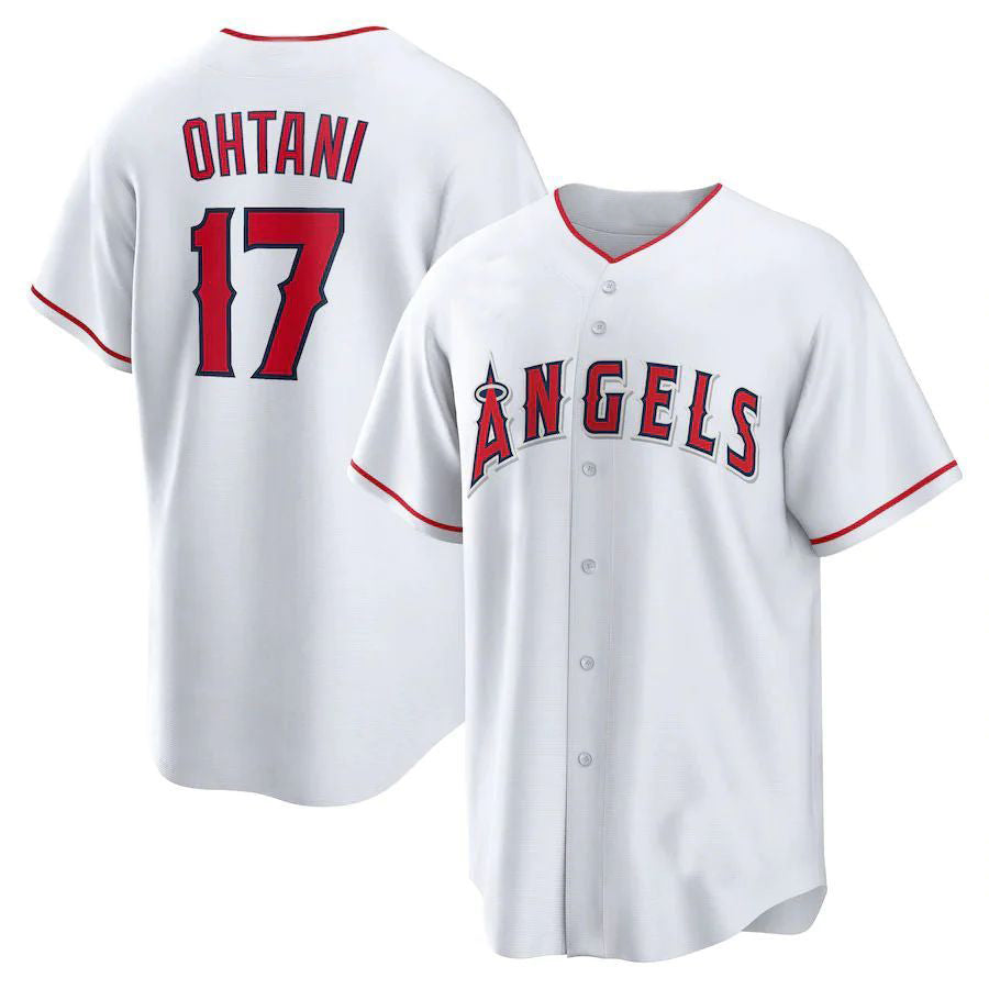 Custom #17 White LAA Baseball Shirt Top
