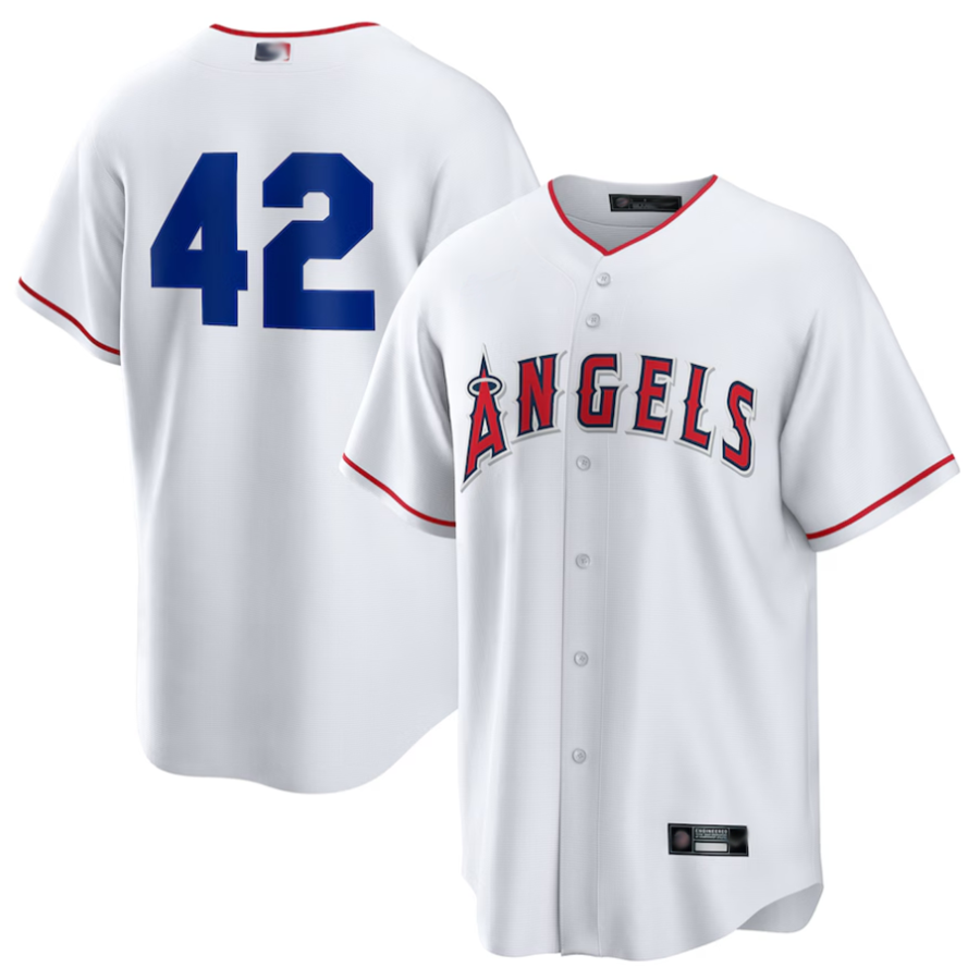 Custom #42 White LAA Baseball Shirt Top