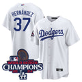 Custom #37 White World Series Champions LAD Baseball Shirt Top