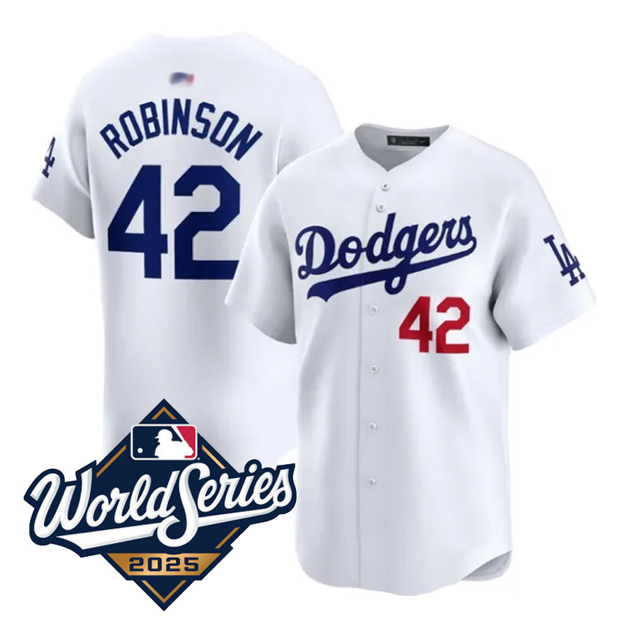 Custom #42 White LAD Baseball Shirt Top