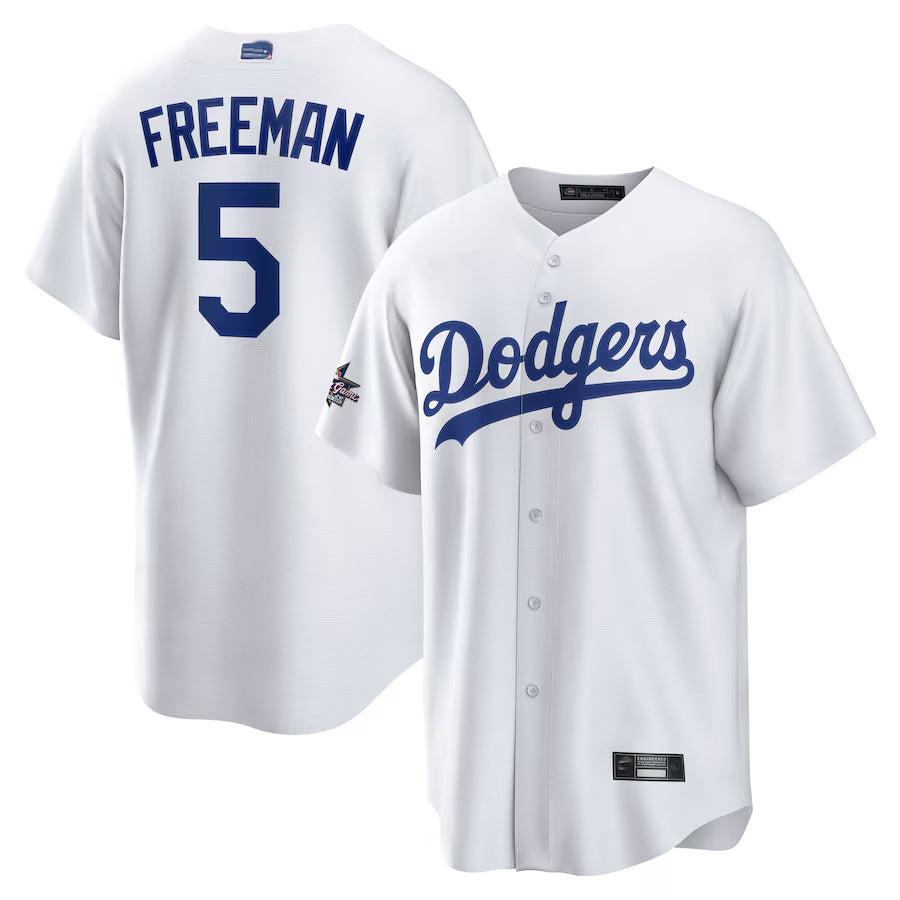 Custom #5 White All Star LAD Baseball Shirt Top