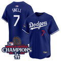 Custom #7 Royal World Series Champions LAD Baseball Shirt Top