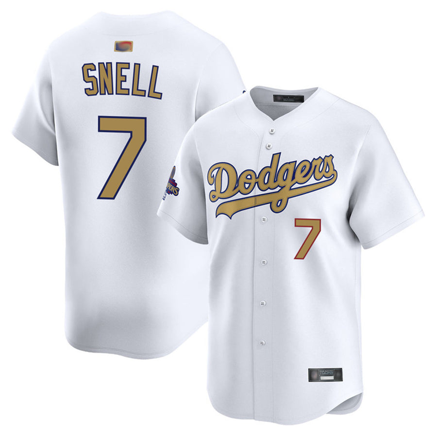 Custom #7 White LAD Baseball Shirt Top