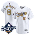 Custom #8 White LAD Baseball Shirt Top