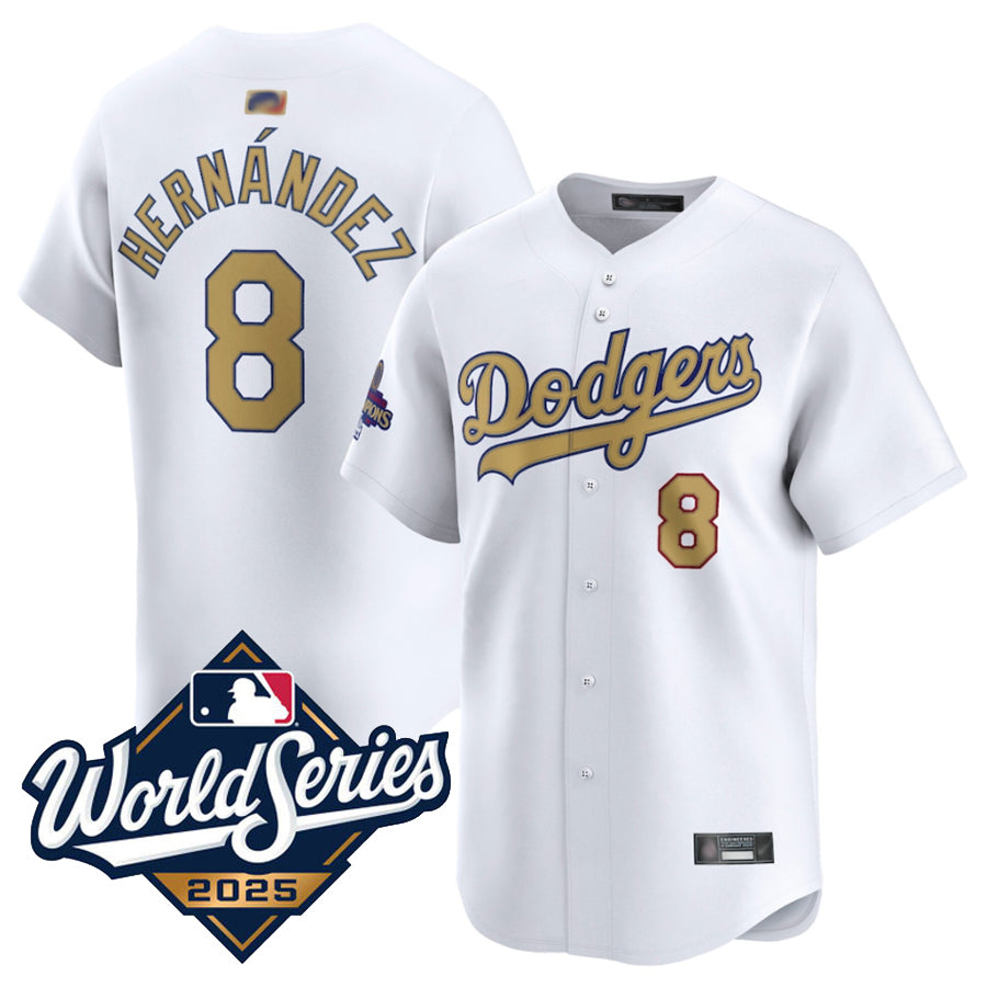 Custom #8 White LAD Baseball Shirt Top
