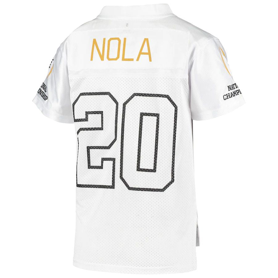 LSU Tigers vs #20 C.Tigers Supporters Branded 2020 CFP National Championship Matchup Replica Jersey White Stitched American College Jerseys