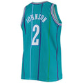 C.Hornets #2 Larry Johnson Mitchell & Ness Big & Tall Hardwood Classics Swingman Jersey Teal Stitched American Basketball Jersey