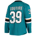 SJ.Sharks #39 Logan Couture Supporters Branded Home Alternate Captain Premier Breakaway Player Jersey Teal Stitched American Hockey Jerseys