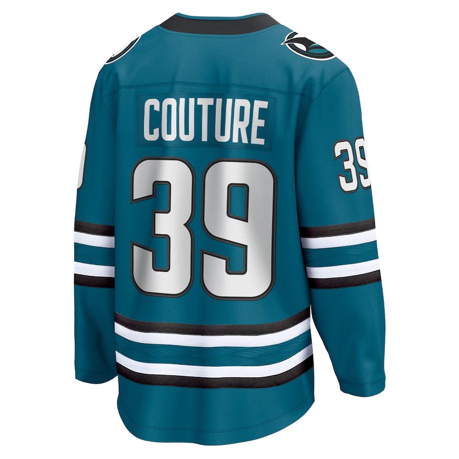 SJ.Sharks #39 Logan Couture Supporters Branded Home Premier Breakaway Player Jersey Teal Stitched American Hockey Jerseys