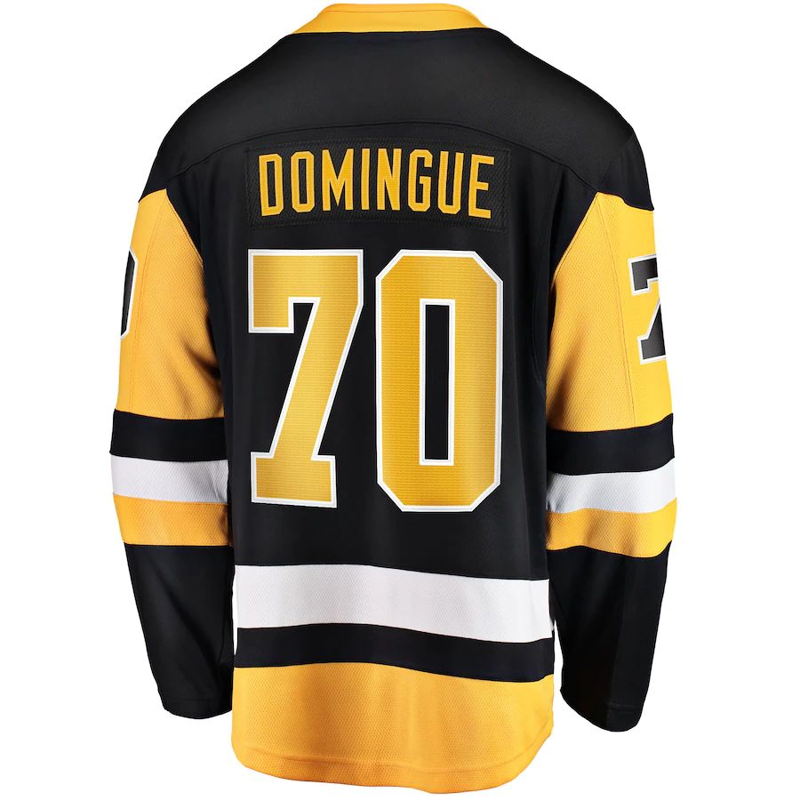 P.Penguins #70 Louis Domingue Supporters Branded Home Breakaway Player Jersey  Black Stitched American Hockey Jerseys
