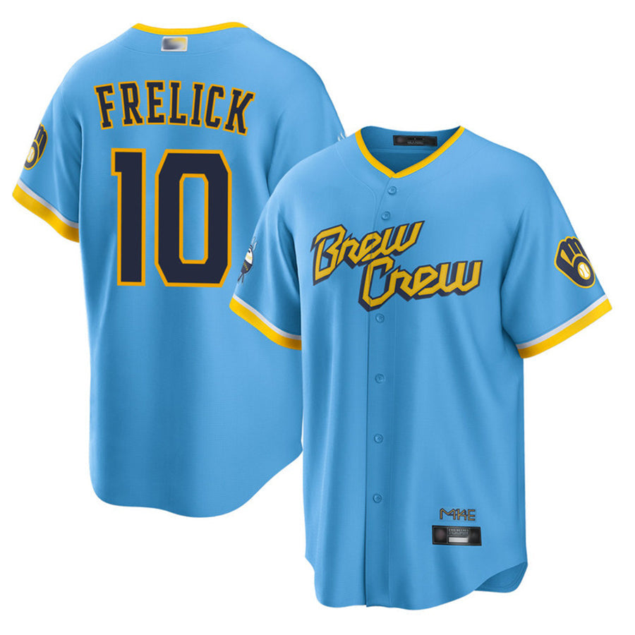 Custom #10 Light Blue City Connect MIL Baseball Shirt Top