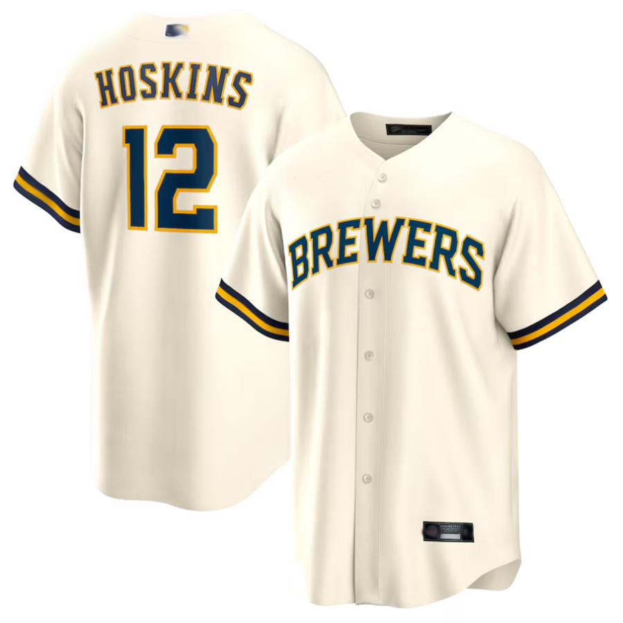 Custom #12 Cream MIL Baseball Shirt Top