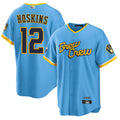 Custom #12 Light Blue City Connect MIL Baseball Shirt Top