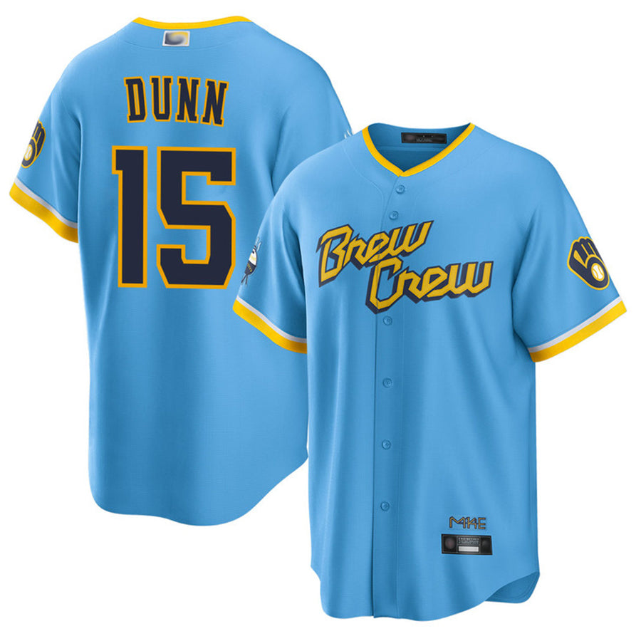 Custom #15 Light Blue City Connect MIL Baseball Shirt Top