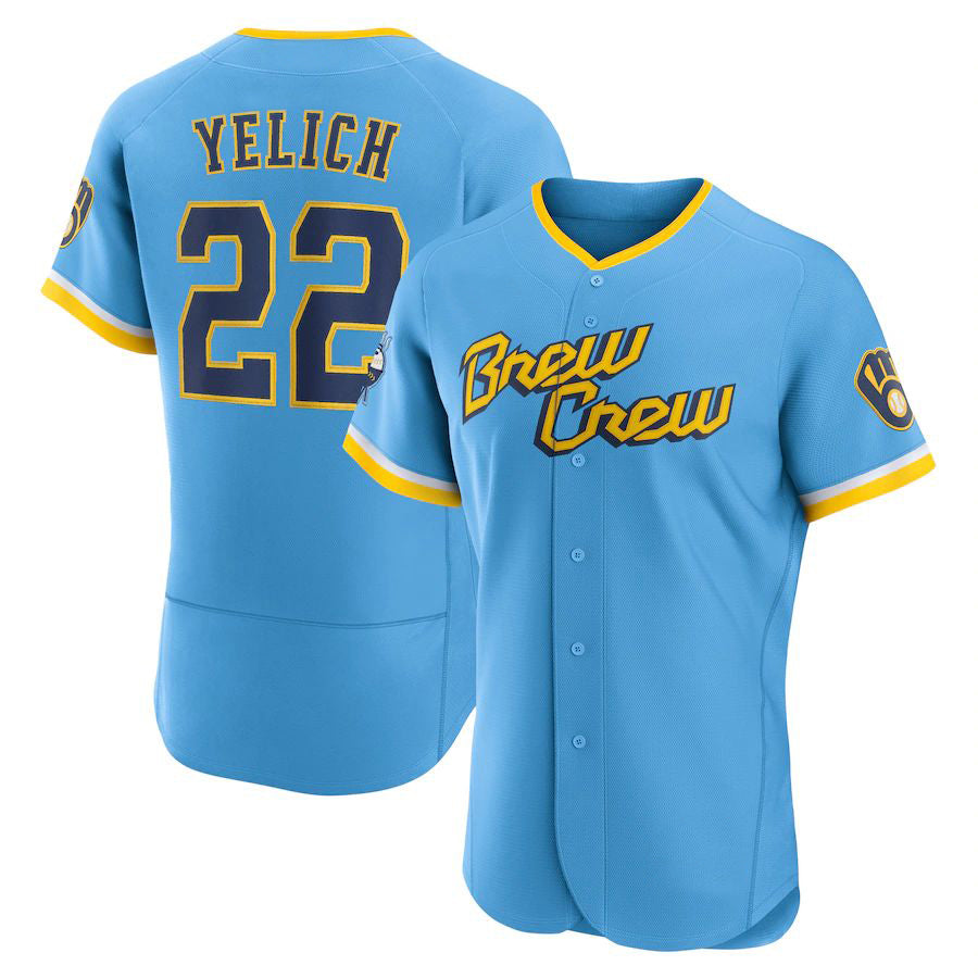 Custom #22 Powder Blue City Connect MIL Baseball Shirt Top