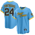 Custom #24 Light Blue City Connect MIL Baseball Shirt Top