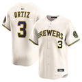 Custom #3 Cream MIL Baseball Shirt Top