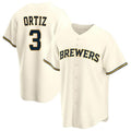 Custom #3 Cream MIL Baseball Shirt Top