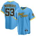 Custom #53 Light Blue City Connect MIL Baseball Shirt Top