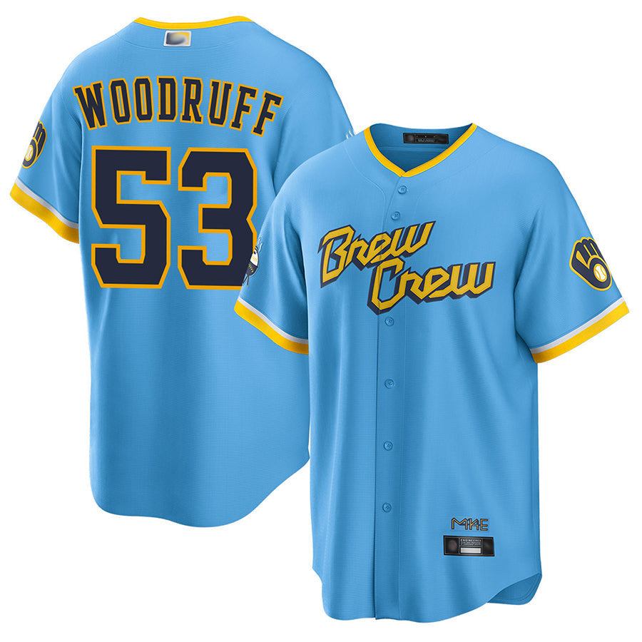 Custom #53 Light Blue City Connect MIL Baseball Shirt Top