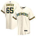Custom #65 Cream MIL Baseball Shirt Top
