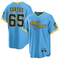 Custom #65 Light Blue City Connect MIL Baseball Shirt Top