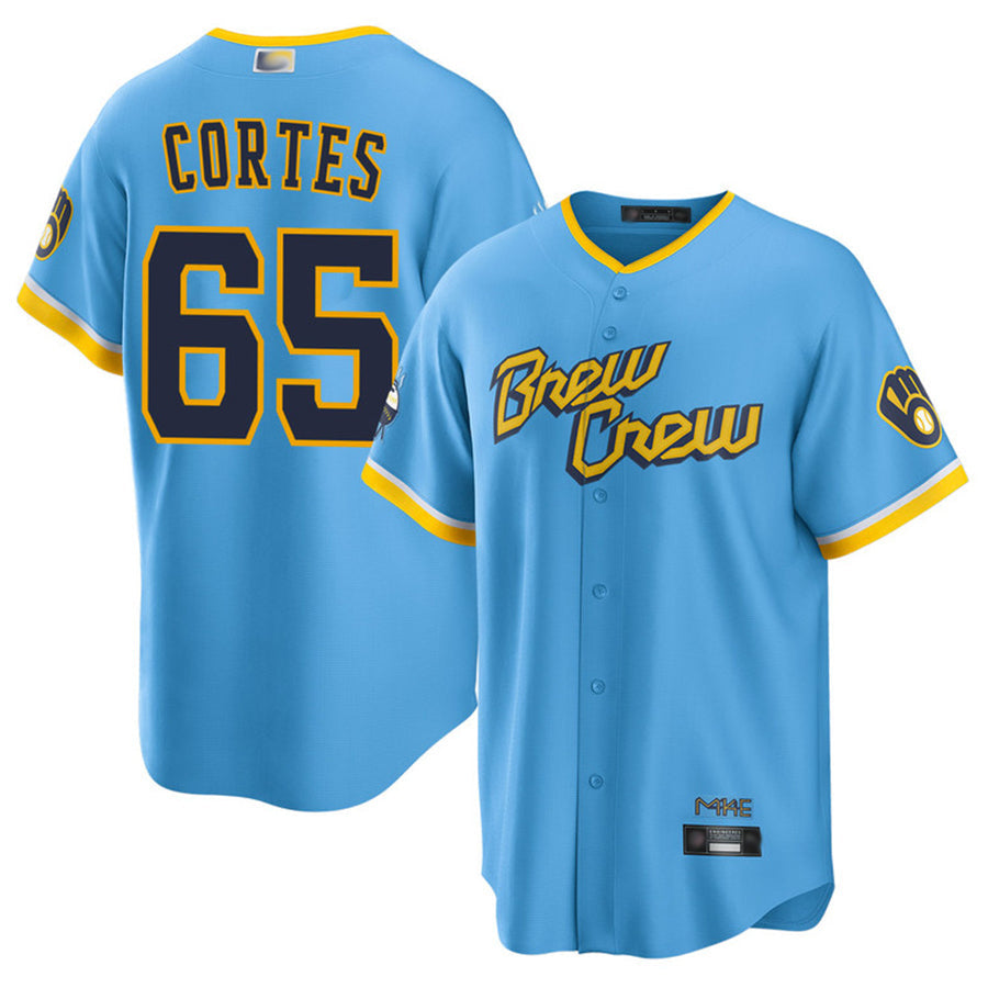 Custom #65 Light Blue City Connect MIL Baseball Shirt Top