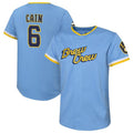 Custom #6 Powder Blue City Connect MIL Baseball Shirt Top