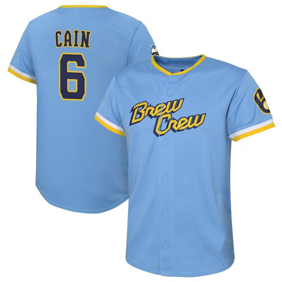 Custom #6 Powder Blue City Connect MIL Baseball Shirt Top