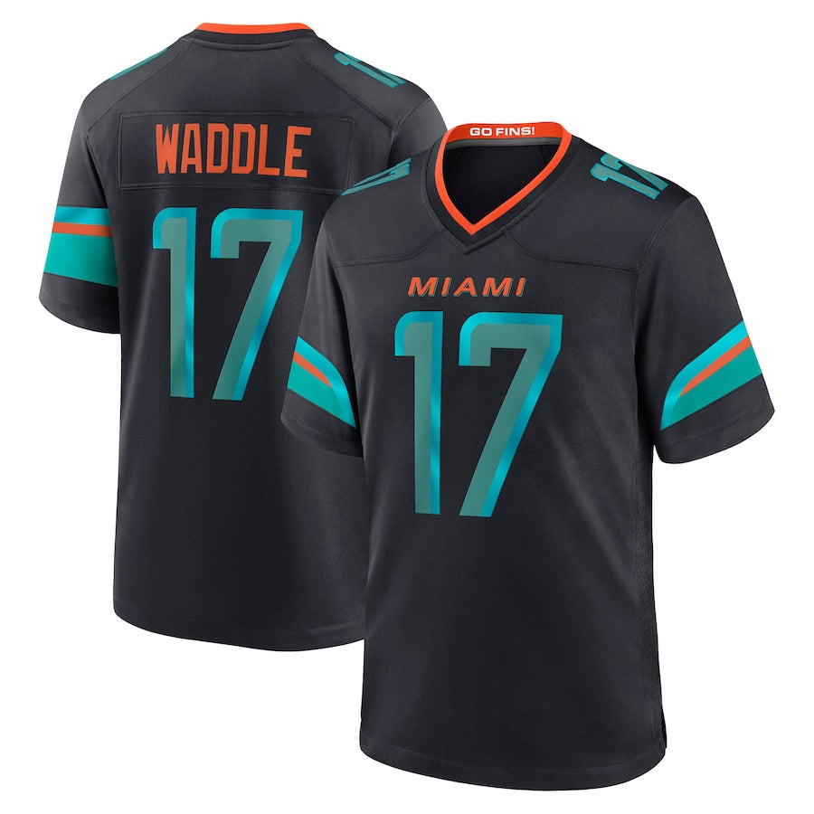 Custom #17 Blue MIA Football Shirt Top