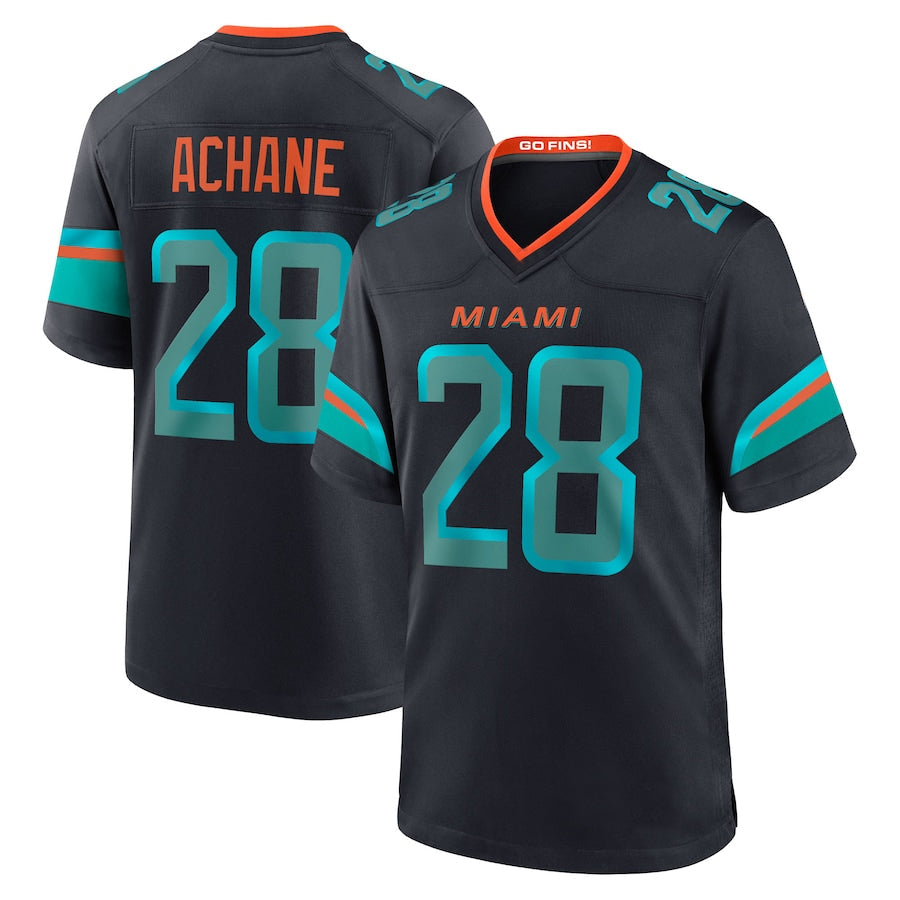 Custom #28 Blue MIA Football Shirt Top