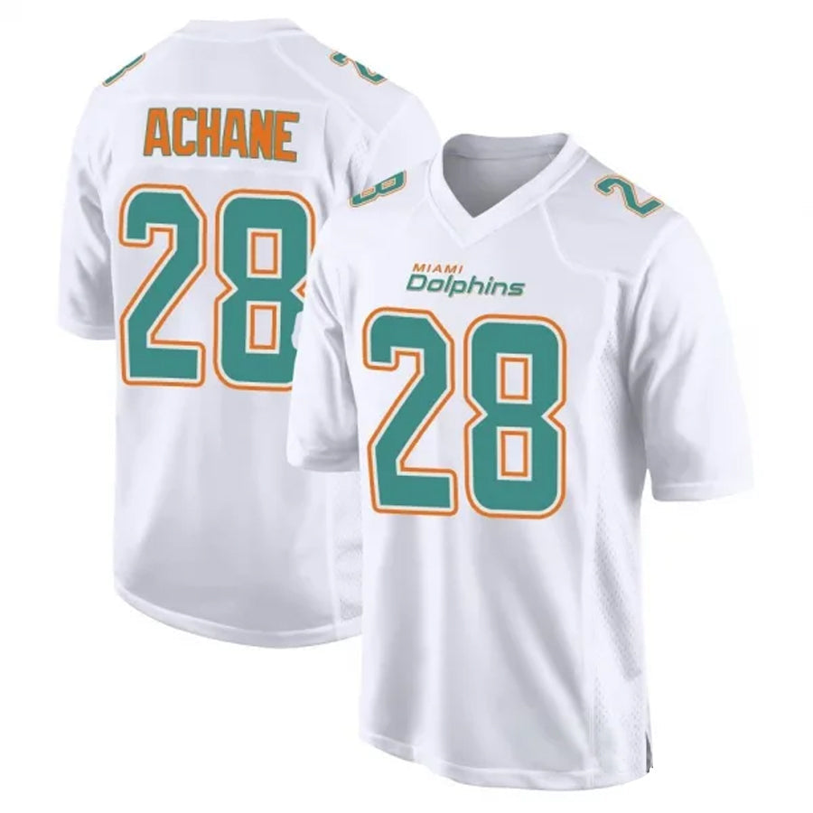 Custom #28 White MIA Football Shirt Top