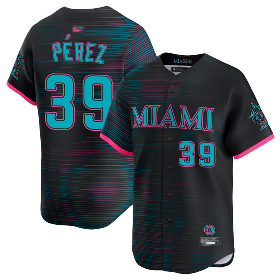 Custom #39 Black City Connect MIA Baseball Shirt Top