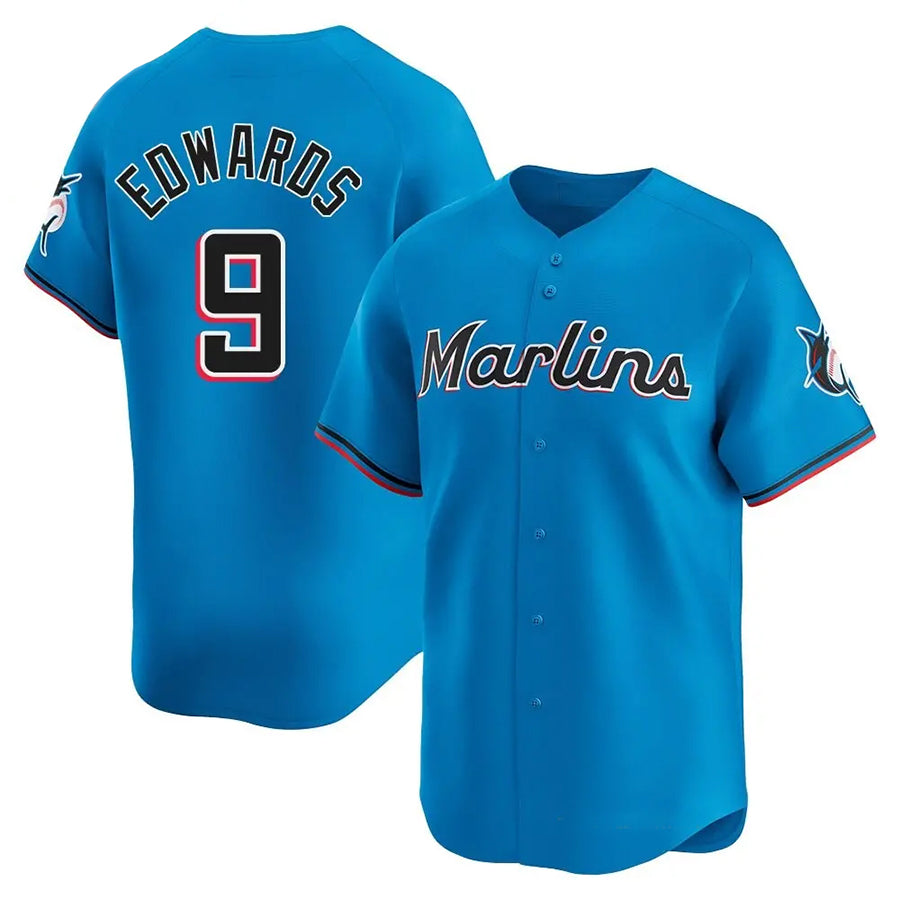 Custom #9 Blue City Connect MIA Baseball Shirt Top
