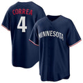 Custom #4 Navy MIN Baseball Shirt Top