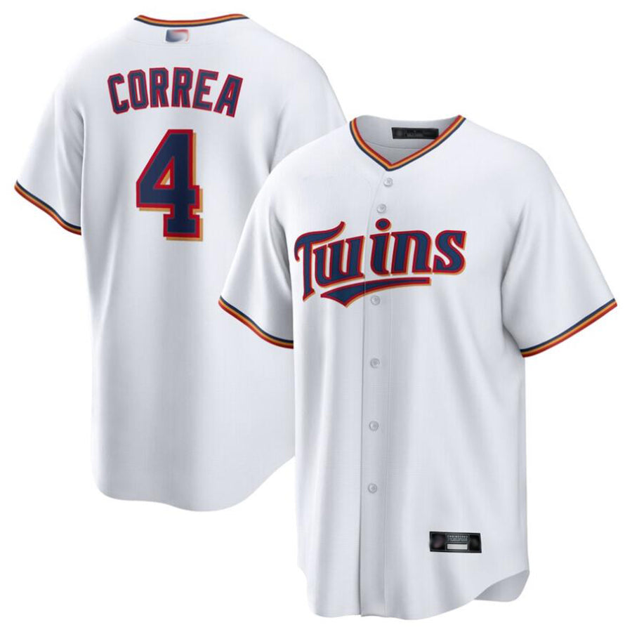 Custom #4 White MIN Baseball Shirt Top