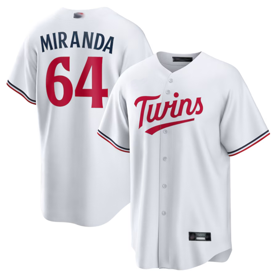 Custom #64 White MIN Baseball Shirt Top
