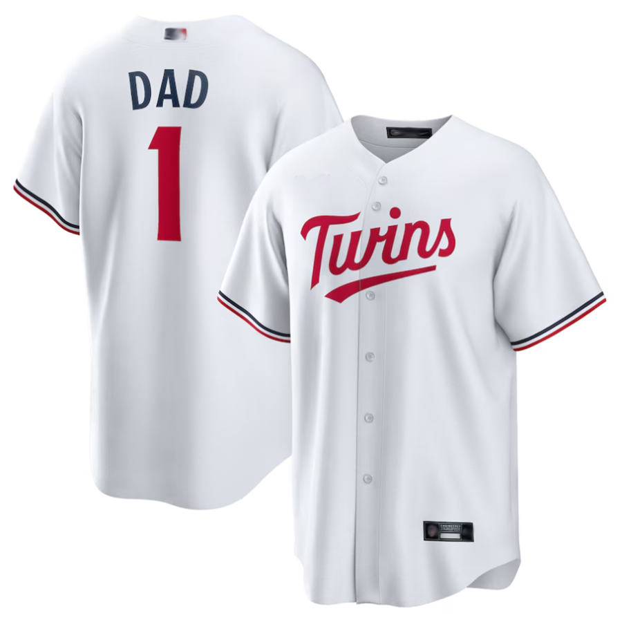 Custom #1 White MIN Baseball Shirt Top