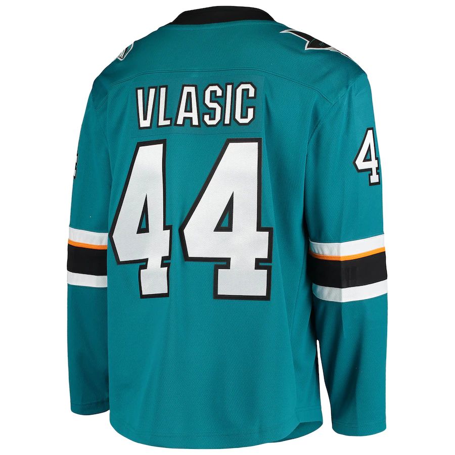 SJ.Sharks #44 Marc-Edouard Vlasic Supporters Branded Breakaway Home Player Jersey Teal Stitched American Hockey Jerseys