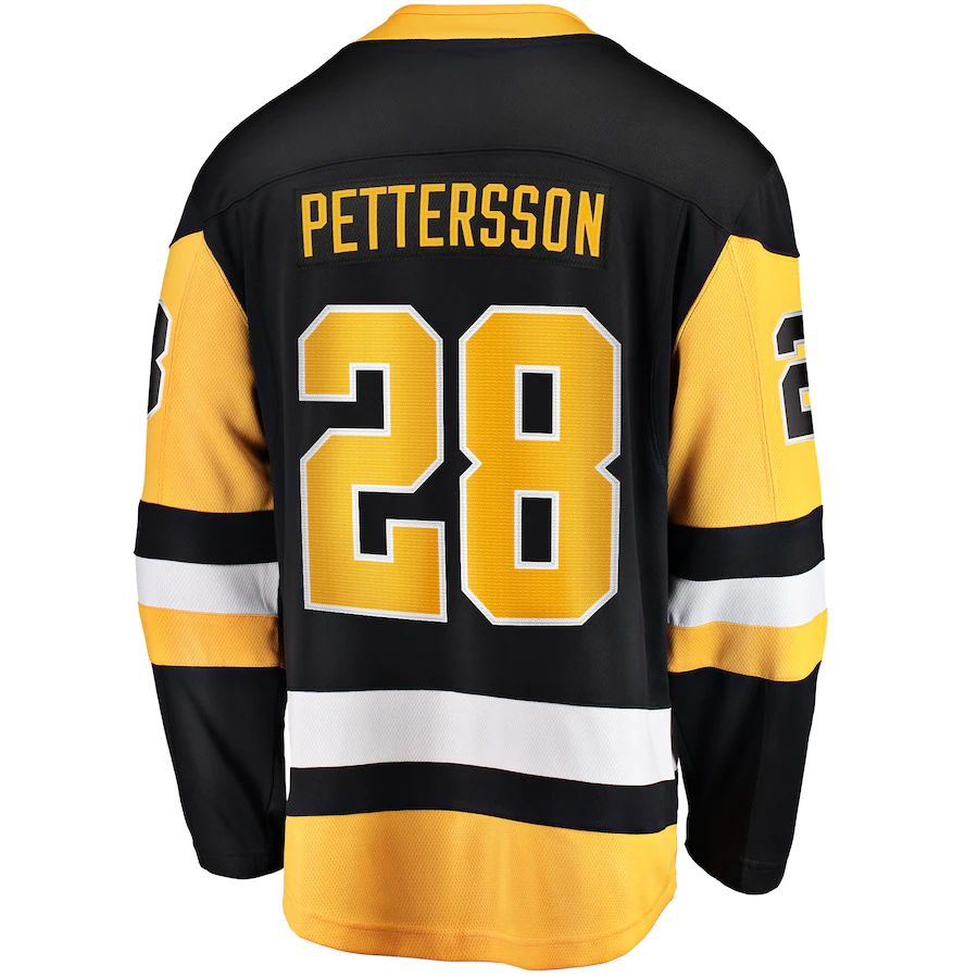P.Penguins #28 Marcus Pettersson Supporters Branded Home Breakaway Player Jersey Black Stitched American Hockey Jerseys