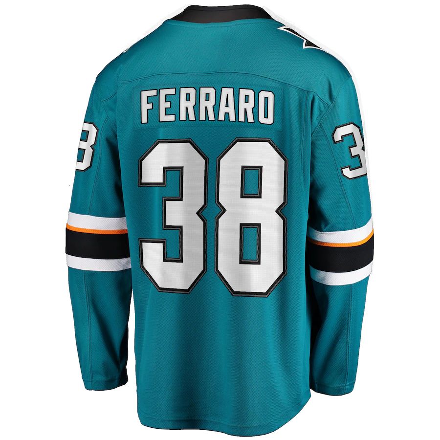 SJ.Sharks #38 Mario Ferraro Supporters Branded Replica Player Jersey Teal Stitched American Hockey Jerseys