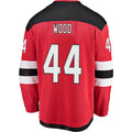 NJ.Devils #44 Miles Wood Supporters Branded Home Breakaway Player Jersey  Red Stitched American Hockey Jerseys