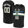 Custom M.Bucks Supporters Branded Fast Break Replica Jersey Black Statement Edition Stitched Basketball Jersey
