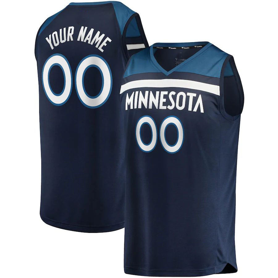 Custom M.Timberwolves Supporters Branded Fast Break Replica Jersey Navy Icon Edition Stitched Basketball Jersey