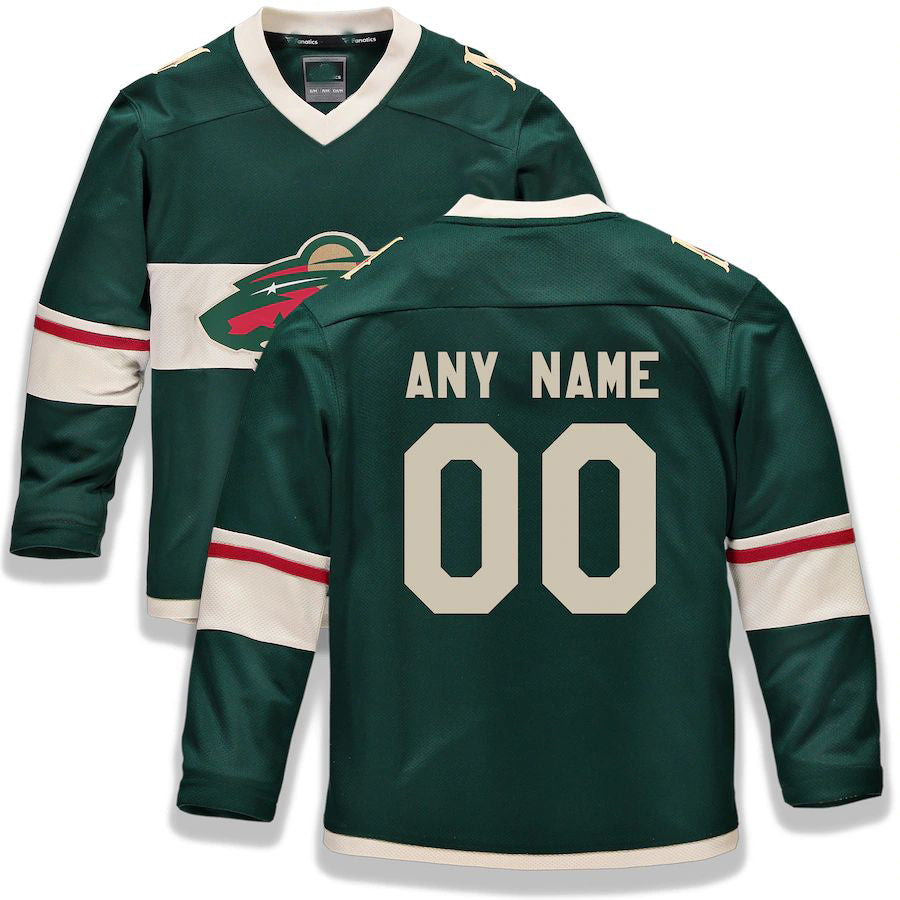 Custom M.Wild Supporters Branded Home Replica Jersey Green Stitched American Hockey Jerseys