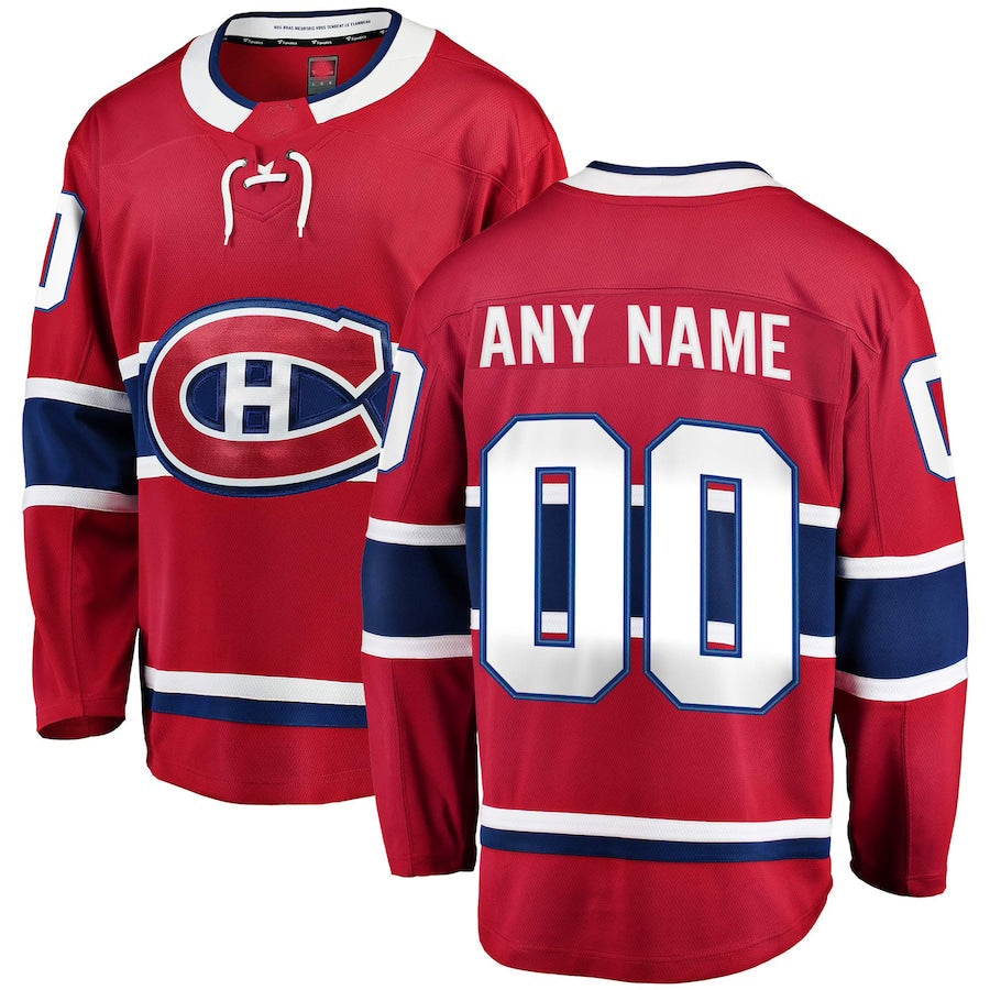 Custom M.Canadiens Supporters Branded Home Breakaway  Red Stitched American Hockey Jerseys