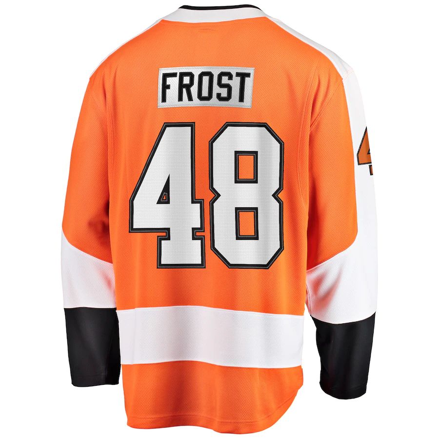P.Flyers #48 Morgan Frost Supporters Branded Breakaway Player Jersey Orange Stitched American Hockey Jerseys